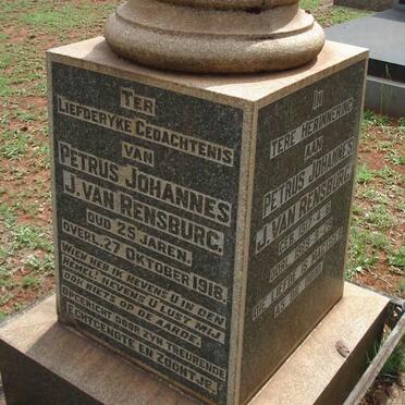 RENSBURG Petrus Johannes, J. van 1893-1918 :: J. VAN  RENSBURG Petrus Johannes 1917-1989