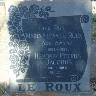 ROUX Hendrik Petrus Jacobus, le 1891-1968 & Maria Elena VENTER 1893-1939