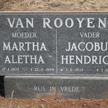 ROOYEN Jacobus Hendrick, van 1903-1956 & Martha Aletha 1907-1989