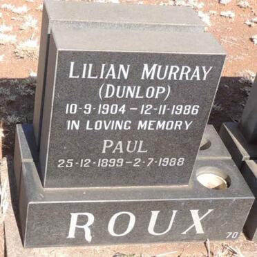 ROUX Paul 1899-1988 & Lilian Murray DUNLOP 1904-1986