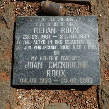 ROUX Joan Gwendoline 1933-2005 :: ROUX Rehan 1961-1997