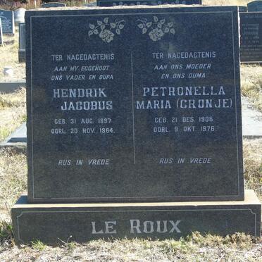 ROUX Hendrik Jacobus, le 1897-1964 &amp; Petronella Maria CRONJE 1906-1976