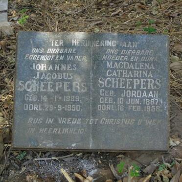 SCHEEPERS Johannes Jacobus 1889-1950 & Magdalena Catharina JORDAAN 1887-1958