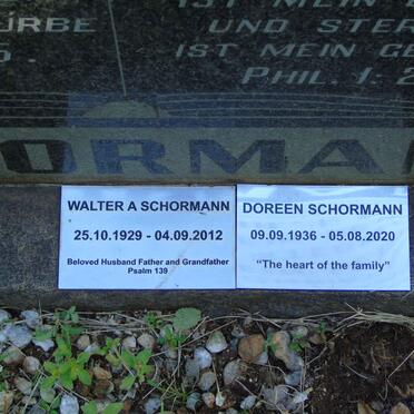 SCHORMANN Walter A. 1929-2012 &amp; Doreen 1936-2020