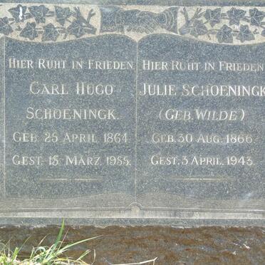 SCHOENINGK Carl Hugo 1864-1955 &amp; Julie WILDE 1866-1943