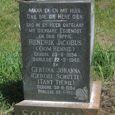 SCHOEMAN Hendrik Jacobus 1894-1948 & Gertina Johanna SCHUTTE 1894-1961