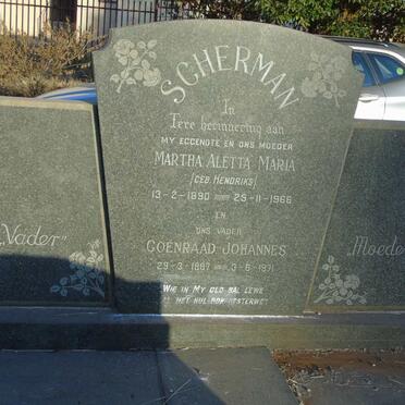 SCHERMAN Coenraad Johannes 1887-1971 & Martha Aletta Maria HENDRIKS 1890-1966