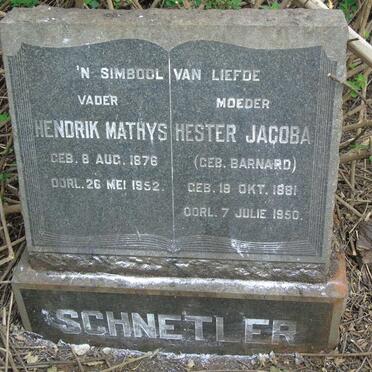 SCHNETLER Hendrik Mathys 1876-1952 & Hester Jacoba BARNARD 1881-1950