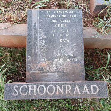 SCHOONRAAD Chris 1894-1963 & Kata 1902-1957