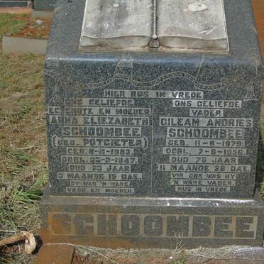 SCHOOMBEE Gileam Andries 1879-1956 &amp; Anna Elizabeth POTGIETER 1883-1047