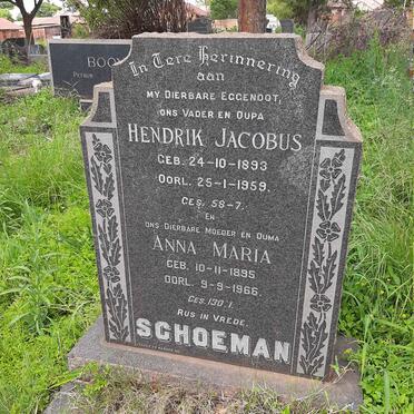 SCHOEMAN Hendrik Jacobus 1893-1959 &amp; Anna Maria 1895-1966
