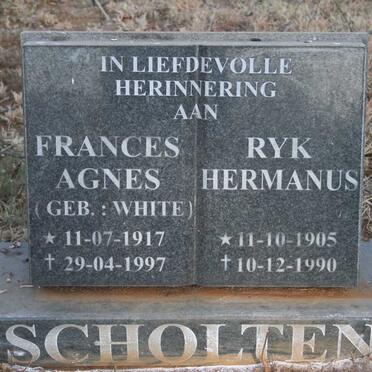 SCHOLTEN Ryk Hermanus 1905-1990 & Frances Agnes WHITE 1917-1997