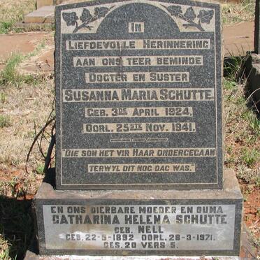 SCHUTTE Catharina Helena nee NELL 1892-1971 :: SCHUTTE Susanna Maria 1924-1941