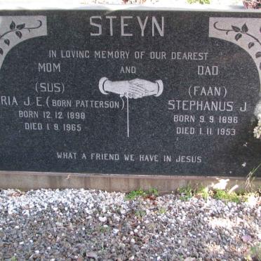 STEYN Stephanus J. 1896-1953 &amp; Maria J.E. PATTERSON 1898-1965