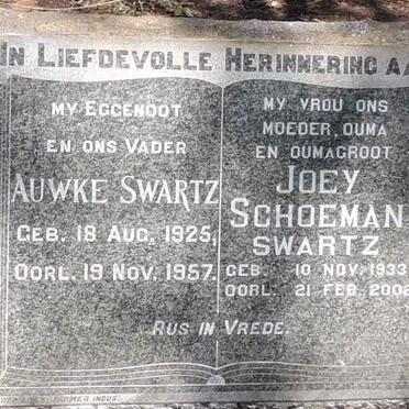SWARTZ Auwke 1925-1957 & Joey SCHOEMAN 1933-2002