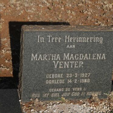 VENTER Martha Magdalena 1927-19?8  
