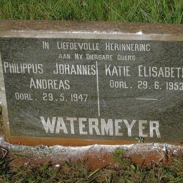 WATERMEYER Philippus Johannes Andreas -1947 & Katie Elizabeth -1953