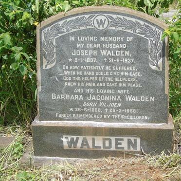 WALDEN Joseph 1887-1937 & Barbara Jacomina VILJOEN 1888-1958