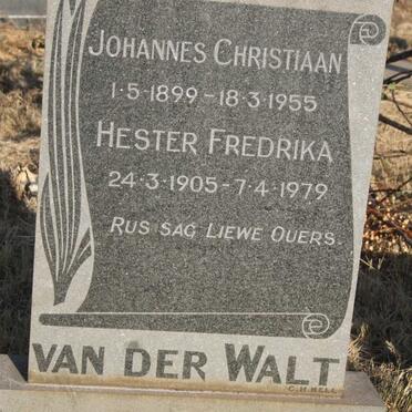 WALT Johannes Christiaan, van der 1899-1955 & Hester Fredrika 1905-1979