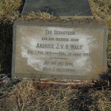 WALT Andries J, v.d. 1914-1944