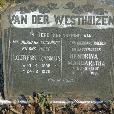 WESTHUIZEN Lourens Rasmus, van der 1905-1970 & Hendrina Margaretha 1907-1991