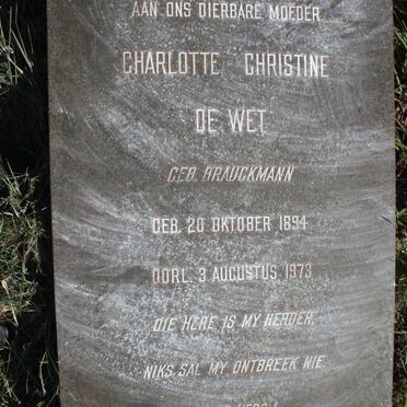 WET Charlotte Christine, de nee BRAUCKMANN 1894-1973