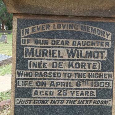WILMOT Muriel nee DE KORTE -1909