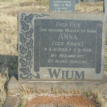 WIUM Anna nee KRIEK 1882-1968