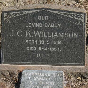 WILLIAMSON J.C.K. 1916-1957 :: SWART Magdalena S.C. nee FOUCHE 1902-1960