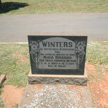 WINTERS Maria Hendrina voorheen SNYMAN geb. GROVE 1893-1969