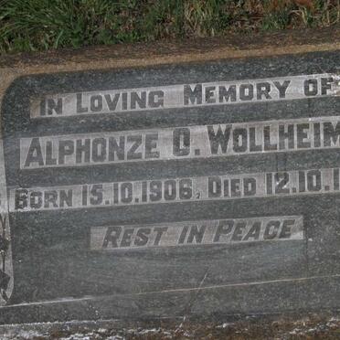 WOLLHEIM Alphonze O. 1906-1943