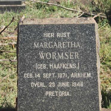 WORMSER Margaretha nee HAAFKENS 1871-1946