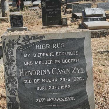 ZYL Hendrina C., van nee DE KLERK 1926-1952