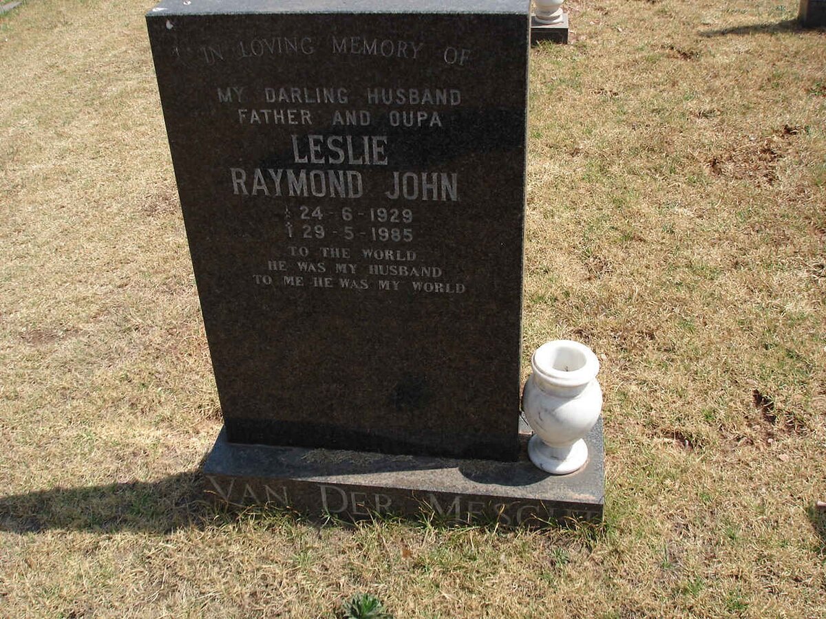 MESCHT Leslie Raymond John, van der 1929-1985
