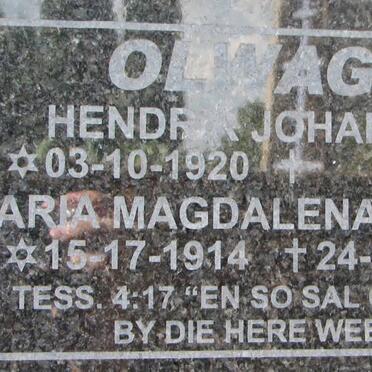 OLWAGE Hendrik Johannes 1920- &amp; Maria Magdalena BERGH 1914-2004