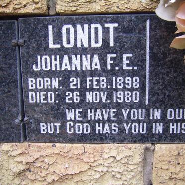 LONDT Johanna F.E. 1898-1980