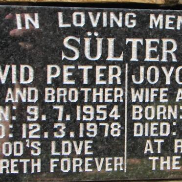 SULTER David Peter 1954-1978 :: SULTER Joyce Mavis 1924-2006