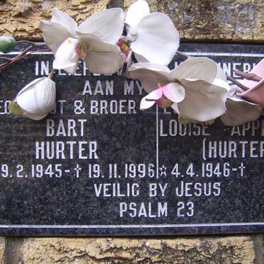 HURTER Bart 1945-1996 &amp; Louise APPELGRYN 1946-