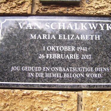SCHALKWYK Maria Elizabeth, van 1941-2017
