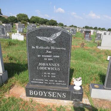 BOOYSENS Johannes Lodewicus 1960-2016