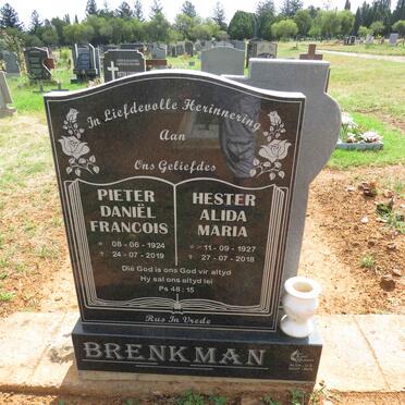 BRENKMAN Pieter Daniel Francois 1924-2019 & Hester Alida Maria 1927-2018