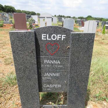 ELOFF Panna 1941-2020 :: ELOFF Jannie 1939- :: ELOFF Casper 1960- 