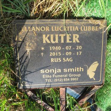 KUTER Eleanor Lucritia Lubbe 1940-2015