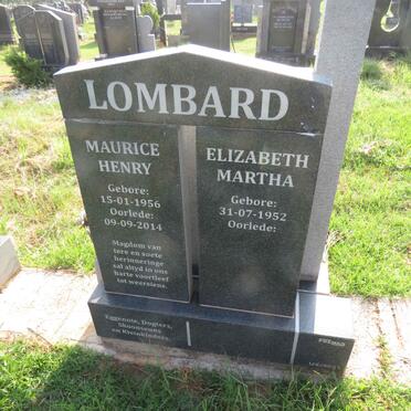 LOMBARD Maurice Henry 1956-2014 & Elizabeth Martha 1952-