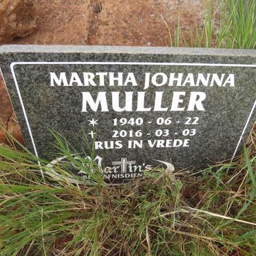 MULLER Martha Johanna 1940-2016