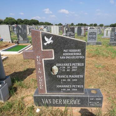 MERWE Johannes Petrus, van der 1953-2017 & Francis Magrieta 1955- :: VAN DER MERWE Johannes Petrus 1984- 