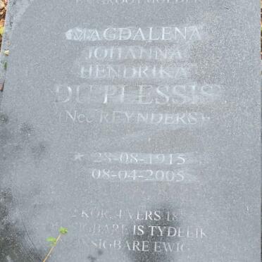 PLESSIS Magdalena Johanna Hendrika, du nee REYNDERS 1915-2005