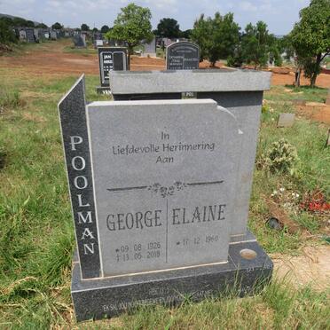 POOLMAN George 1926-2018 & Elaine 1960- 