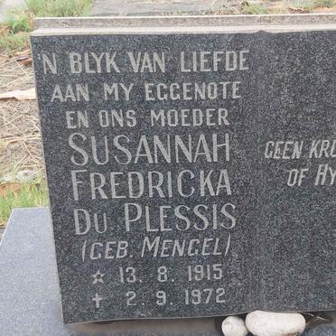 PLESSIS Susannah Fredricka, du nee MENGEL 1915-1972