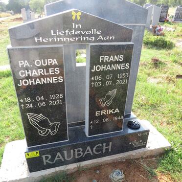 RAUBACH Charles Johannes 1928-2021 :: RAUBACH Erika 1948- :: RAUBACH Frans Johannes 1953-2021
